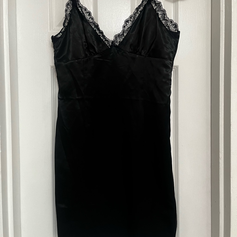 Black Lace-Trim Slip Dress - Women